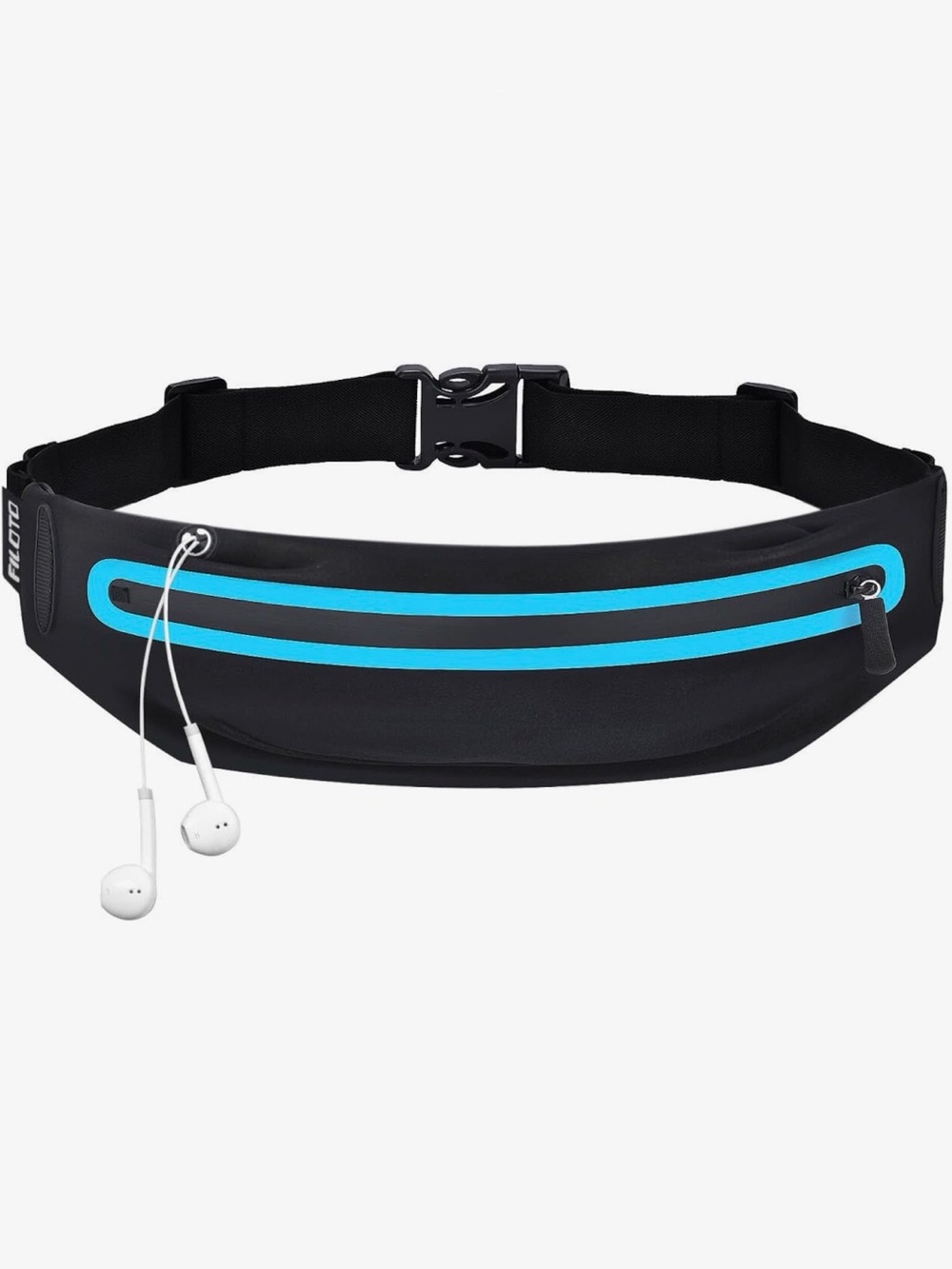 Reflective Running Waist Belt - Black with Blue Strip